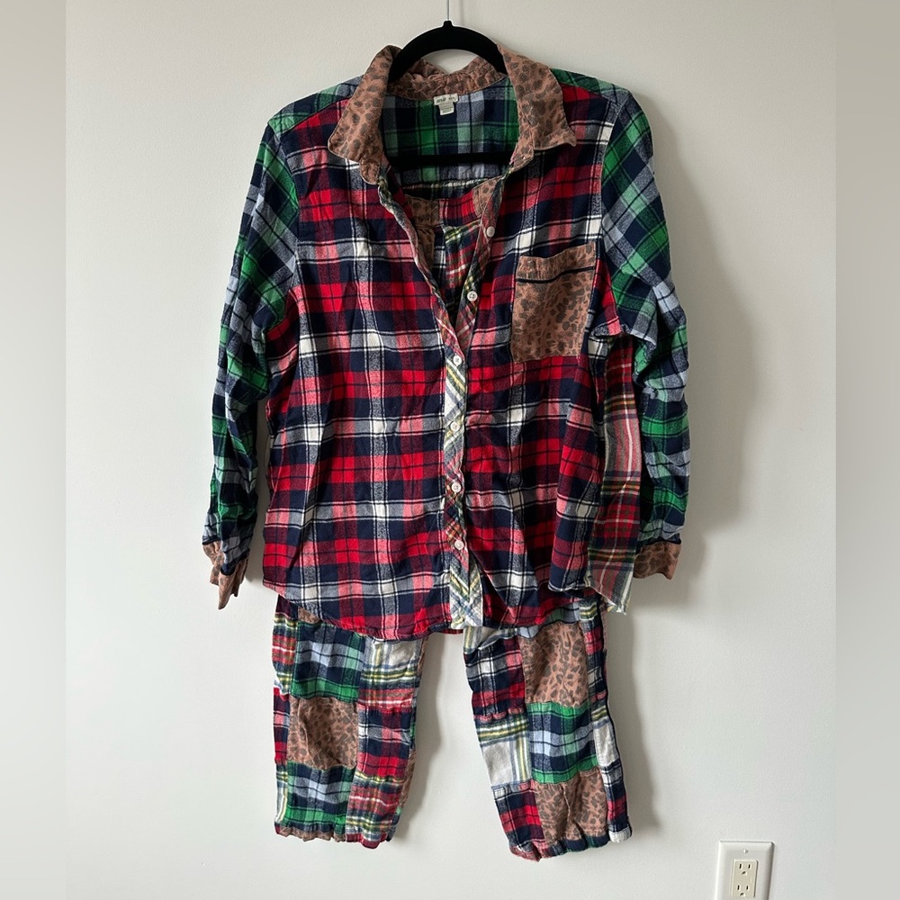 aerie leopard and plaid flannel Christmas pajamas